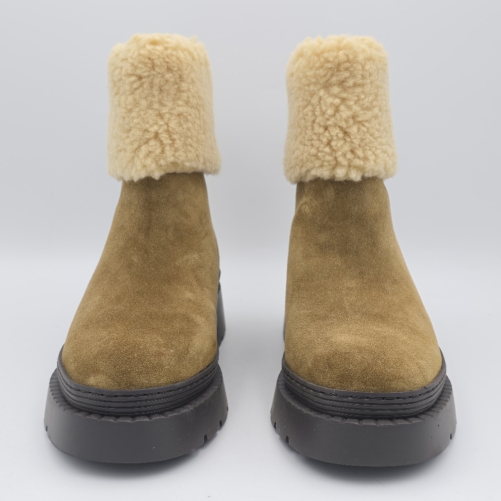 NWOT Marc Fisher LTD VINA Leather/Faux Fur Booties, Brown/Tan Women's 7.5M - Picture 2 of 14